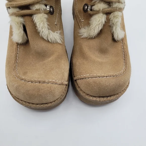 Y2K Report Icon Womens Lace-UpTan Suede Boots Faux Fur Size 8 - Picture 9 of 15